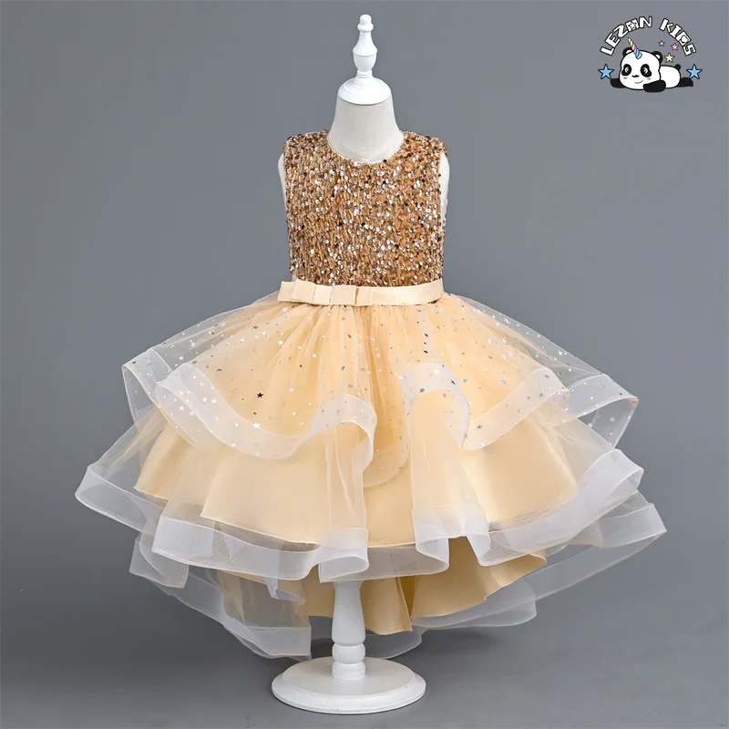 LEZONKIDS - Customizable Designs Kids Girls Dresses Sequin Princess Puff Party Dresses for Girls
